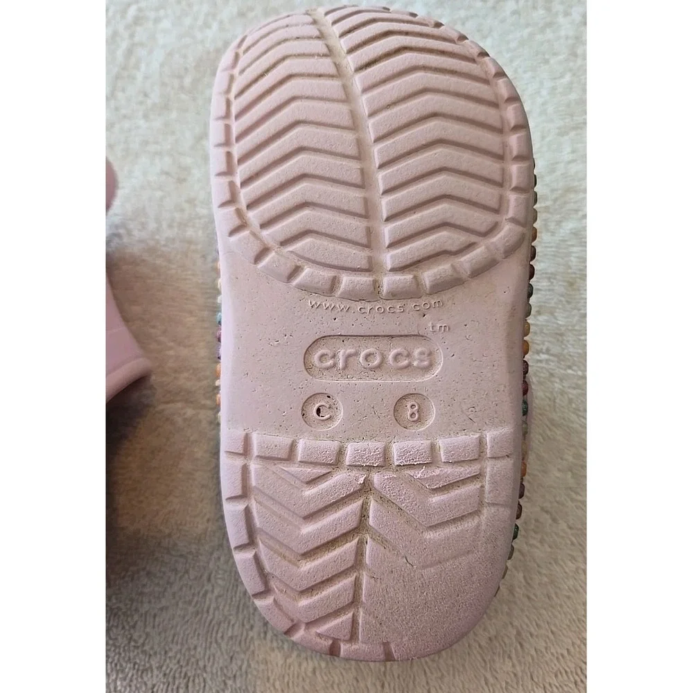 Crocs 8 C‎ Pink Slipon With Studs